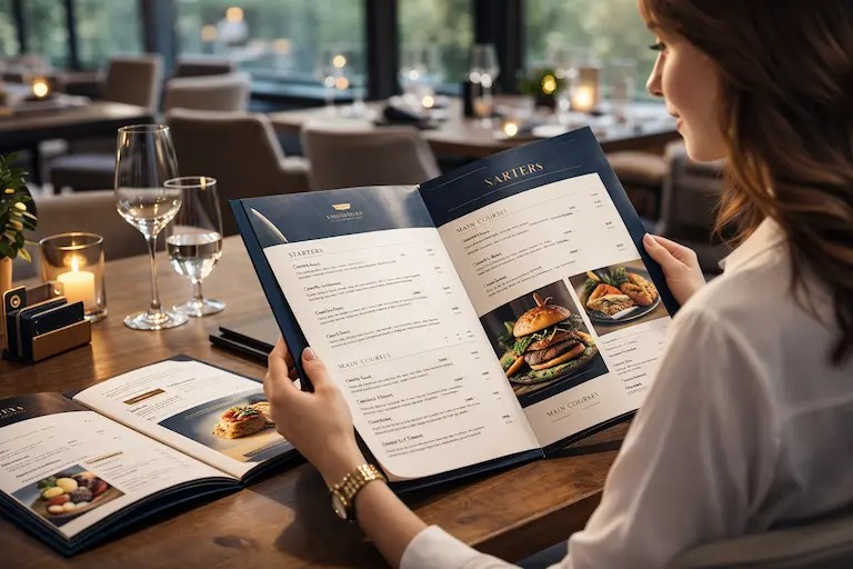 Меню для ресторану в системі брендингу