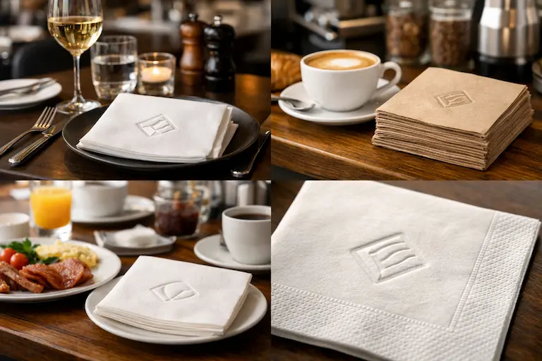 Брендовані серветки для кав’ярні та HoReCa Преміальні паперові серветки з тисненням логотипа